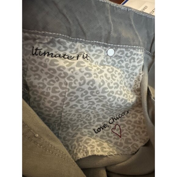 Chicos Flare Bootcut Gray Rhinestone Embellished High Waist Jeans Womens 12/L - Picture 10 of 12